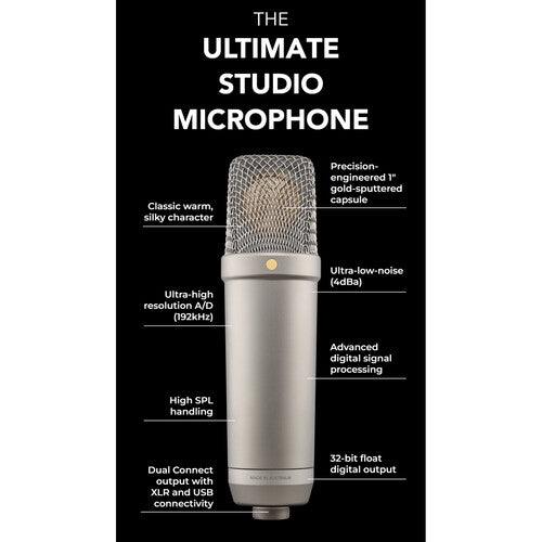 RODE NT1 5th Generation Large-Diaphragm Cardioid Condenser XLR/USB Microphone (Black) - Cinegear Middle-East S.A.L