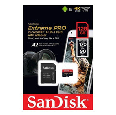 SanDisk Extreme Pro SDXC UHS-I U3 A2 V30 128GB + Adapter - Cinegear Middle-East S.A.L